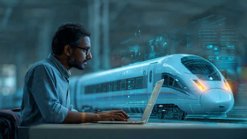 IRCTC टाटकल नियम 2026 के तहत AI से ट्रेन टिकट बुक करता हुआ भारतीय यात्री”