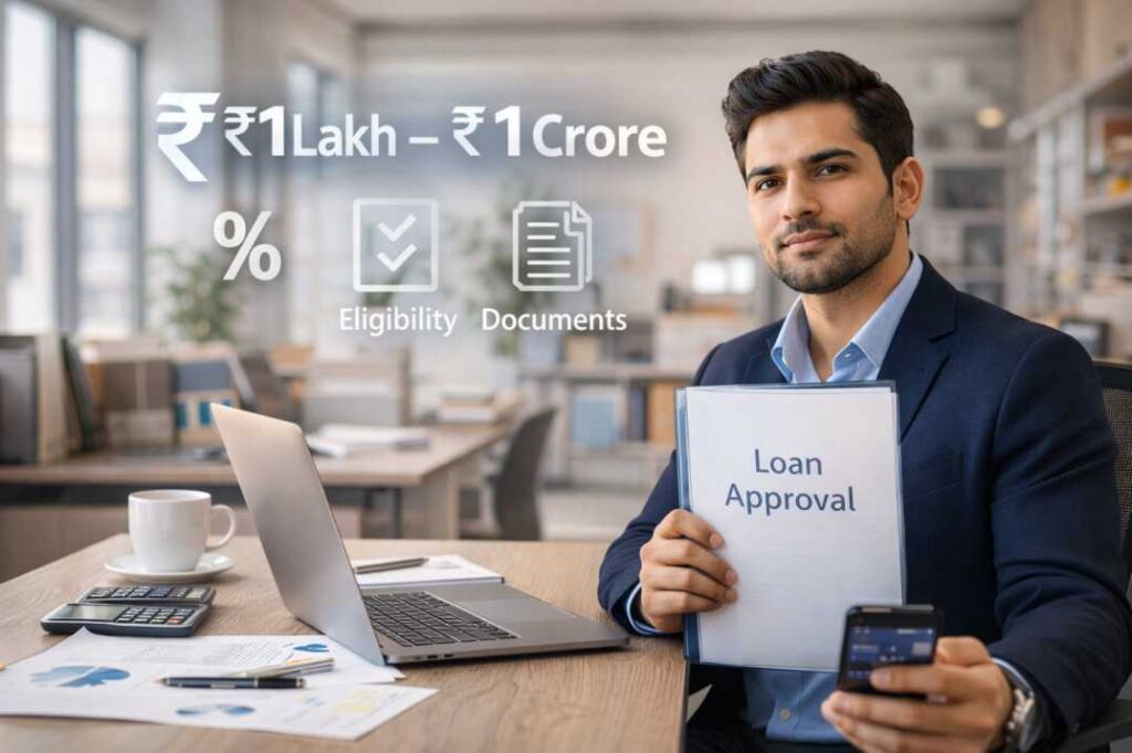 ₹1 लाख से ₹1 करोड़ तक बिजनेस लोन – पात्रता, ब्याज दर, दस्तावेज (फरवरी 2026)
